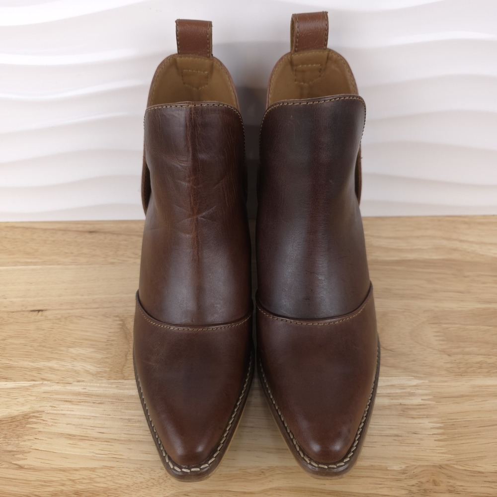 Nocona Micki Western‎ Ankle Boots Womens 7.5 Brunette Cowhide Snip Toe Booties - Picture 6 of 14